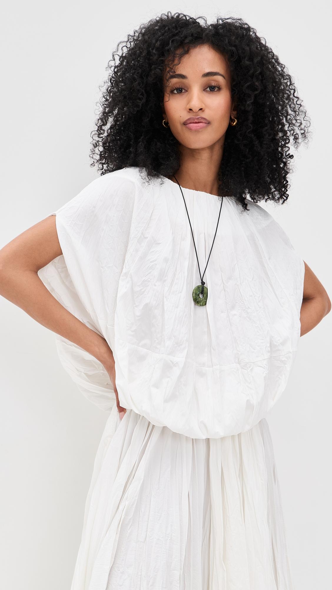 relaxed oversized peasant pleated top
