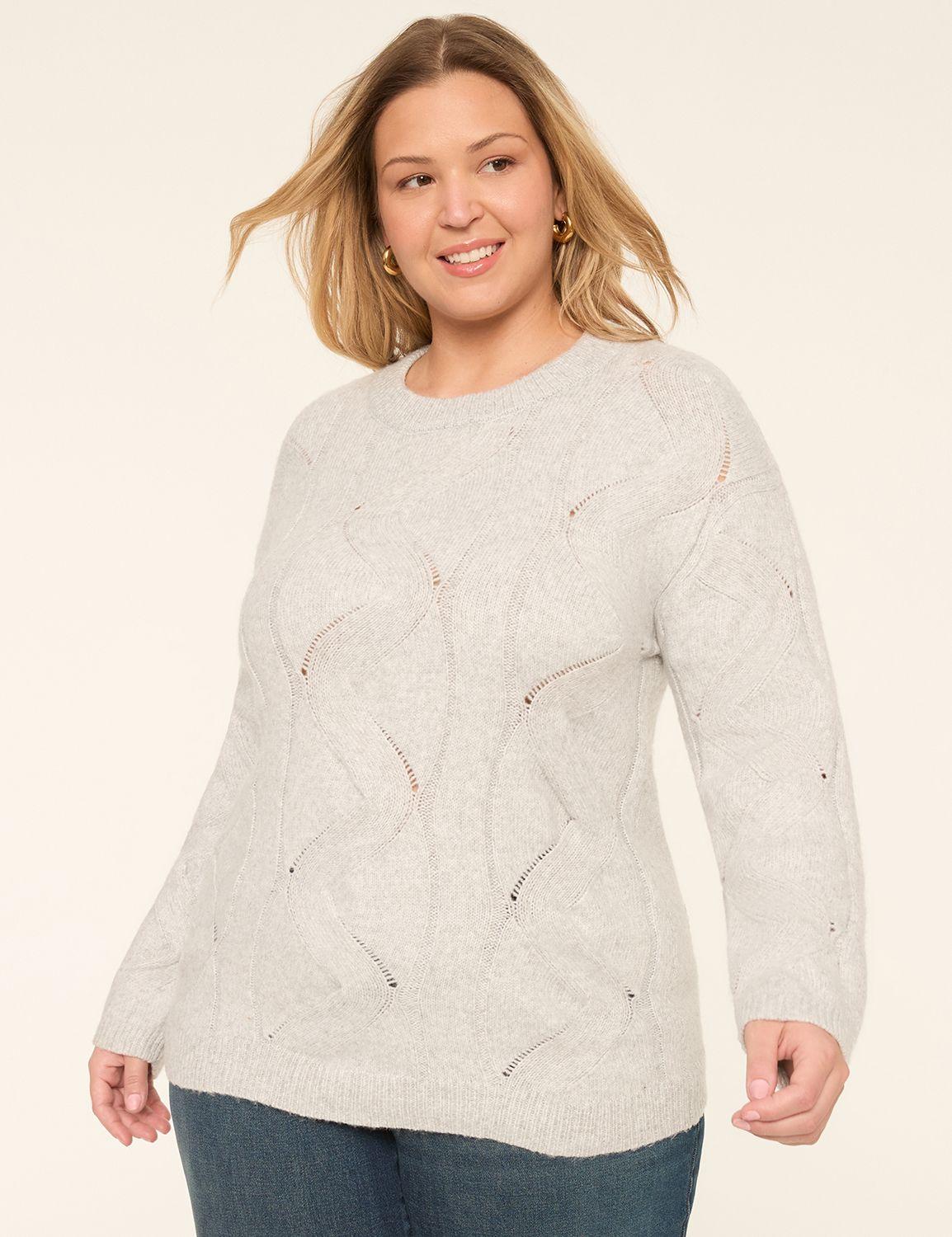 relaxed pointelle-stitch pullover sweater