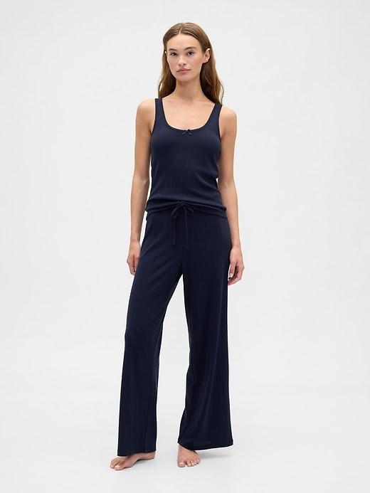 relaxed pointelle wide-leg pj pants