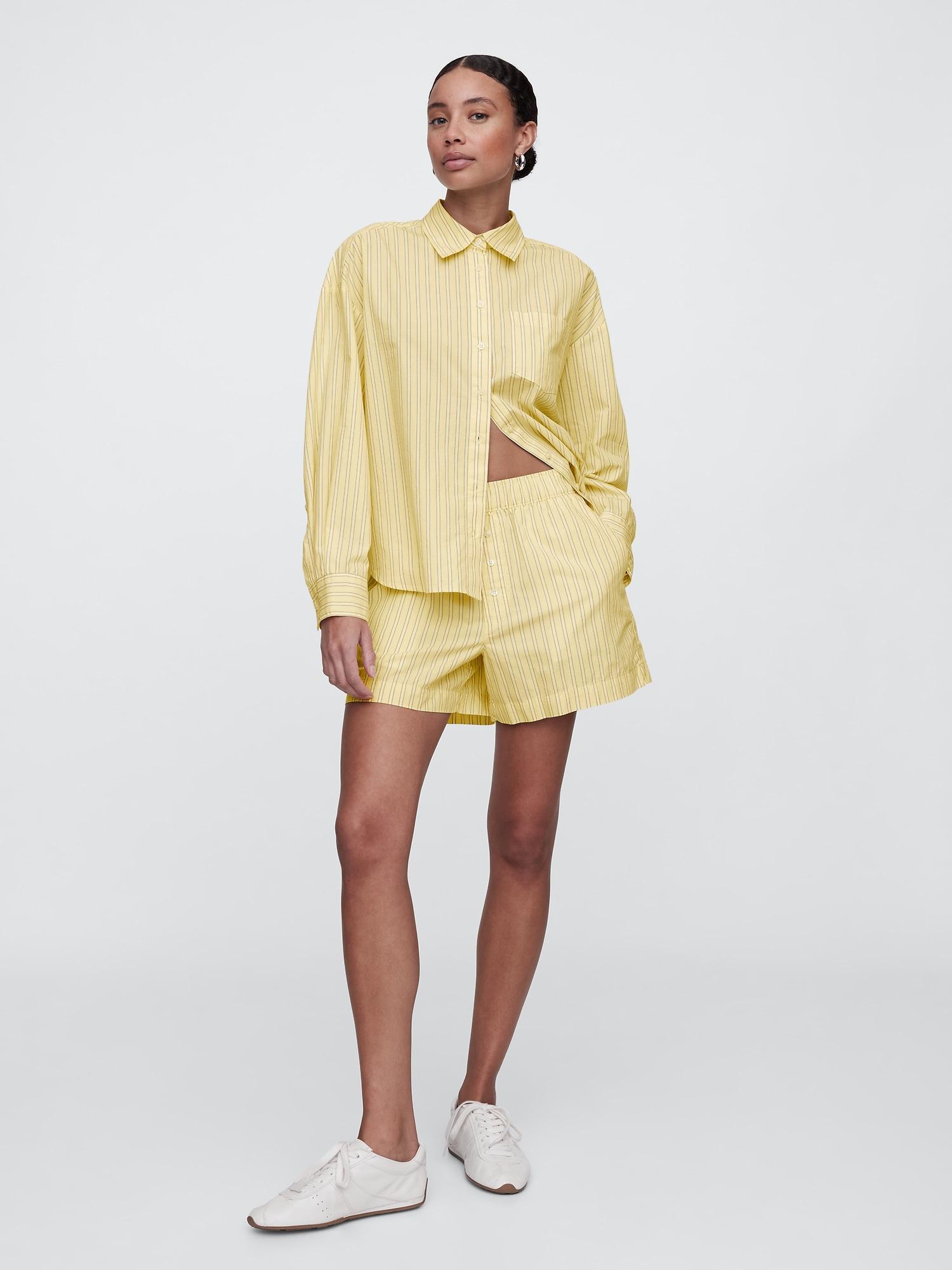 relaxed pull-on poplin shorts
