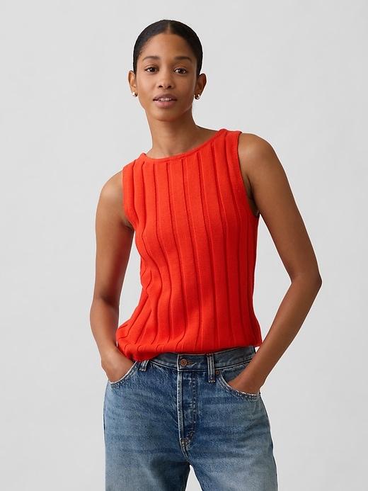relaxed ribbed boatneck tank top