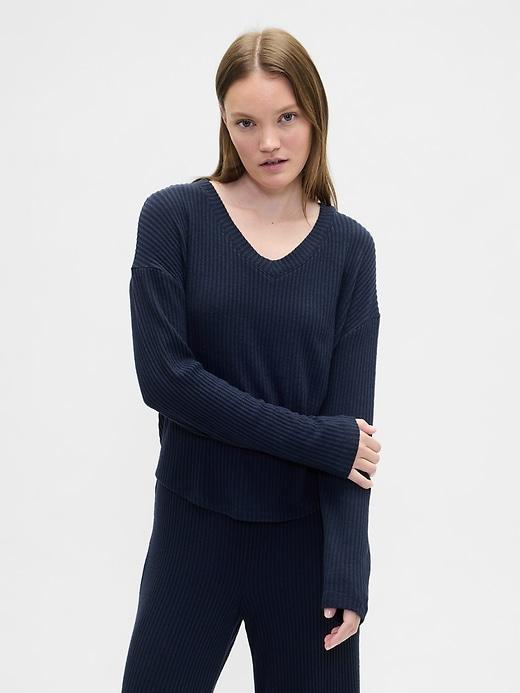 relaxed ribbed pj top