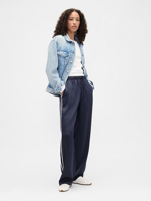 relaxed satin straight-leg crop pants