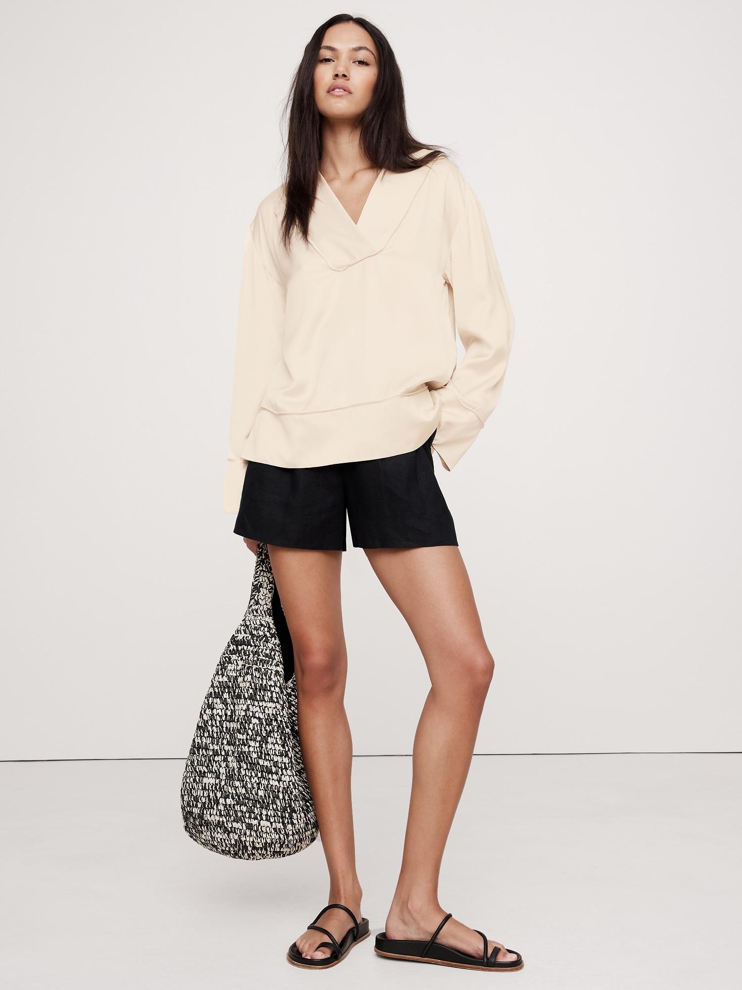 relaxed satin v-neck top