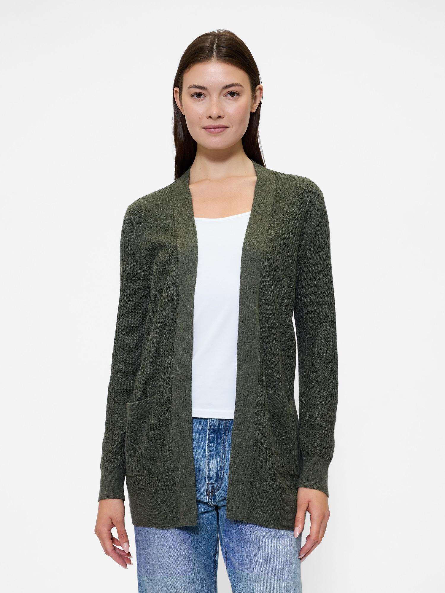 relaxed shaker-stitch open-front cardigan