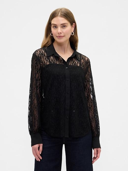relaxed sheer lace shirt
