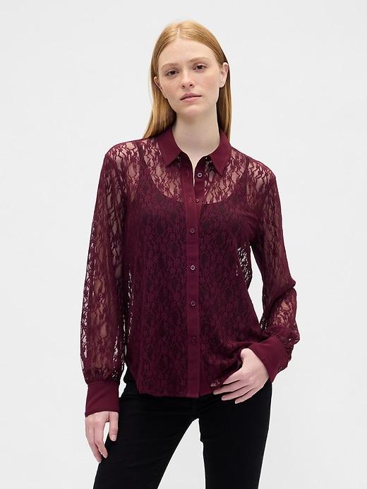 relaxed sheer lace shirt