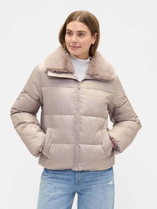 relaxed short puffer jacket