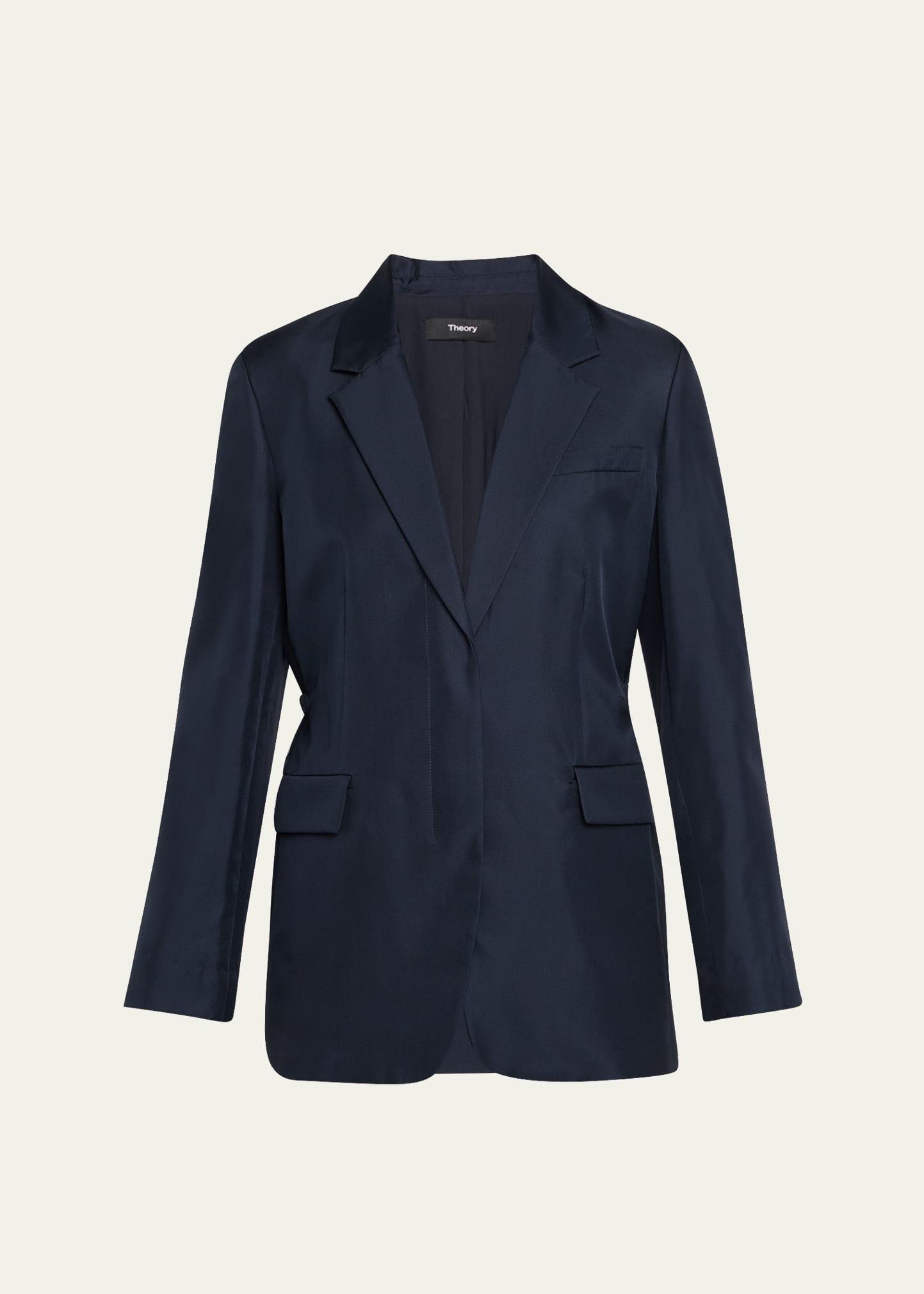relaxed silk cinch blazer