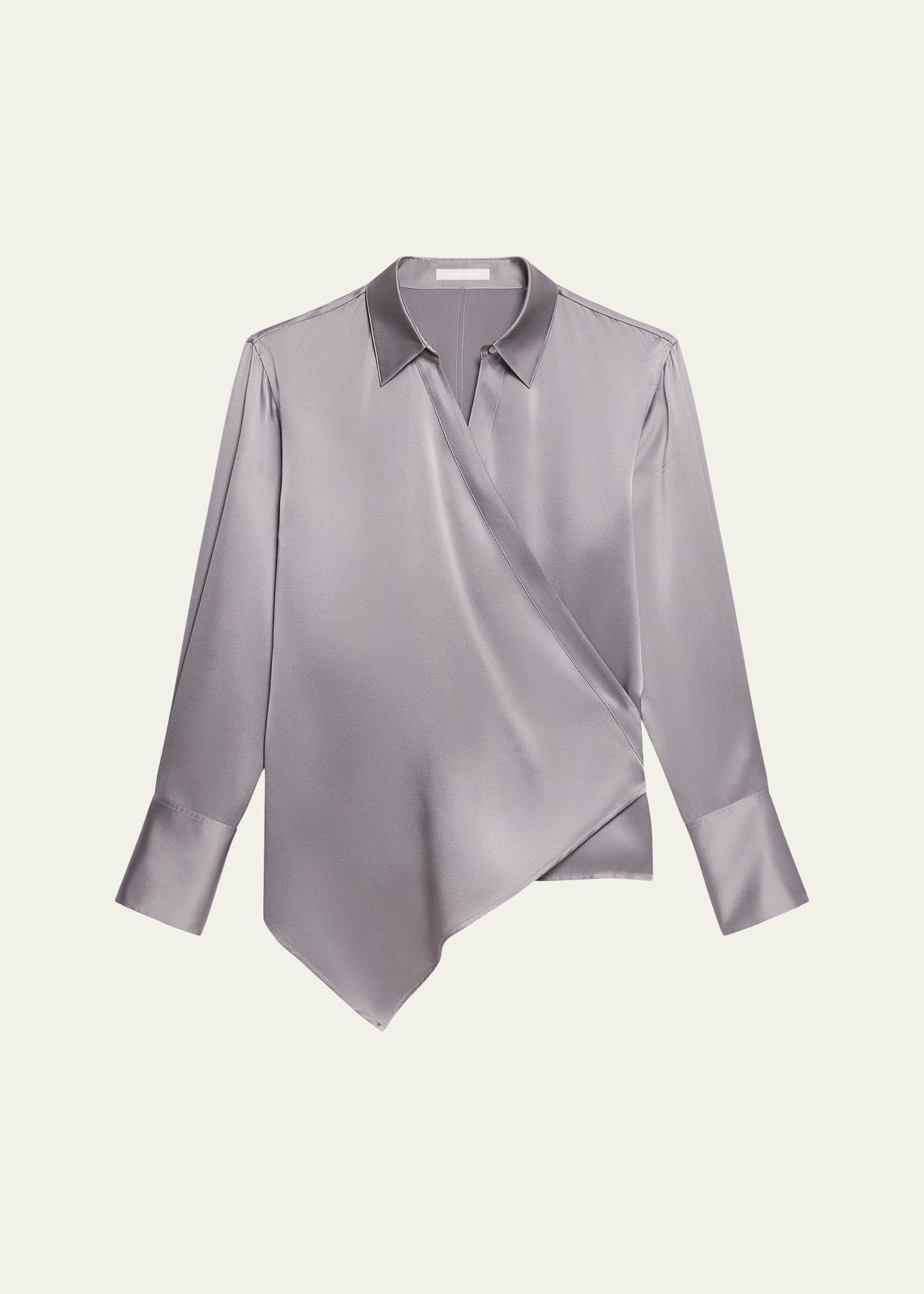 relaxed silk wrap shirt