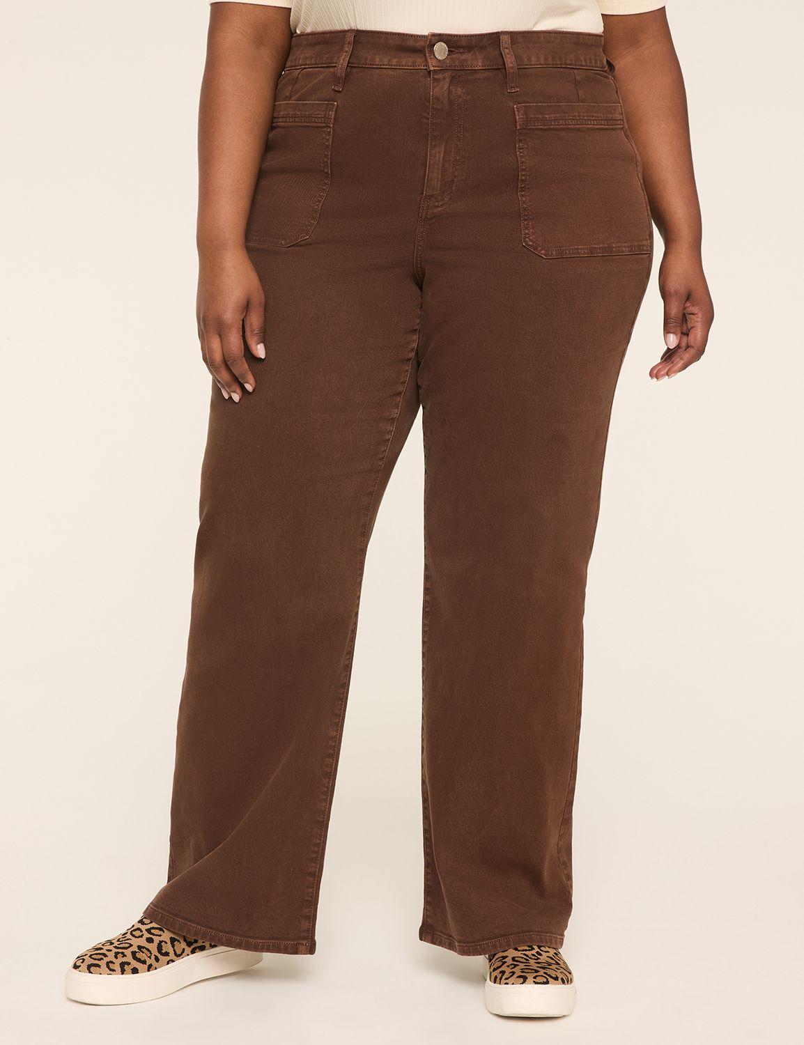 relaxed straight patch-pocket high-rise brown jean