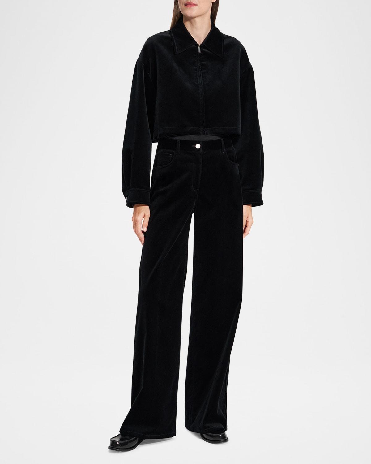 relaxed straight velvet jeans