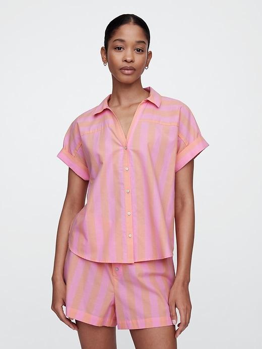 relaxed stripe poplin pj shirt