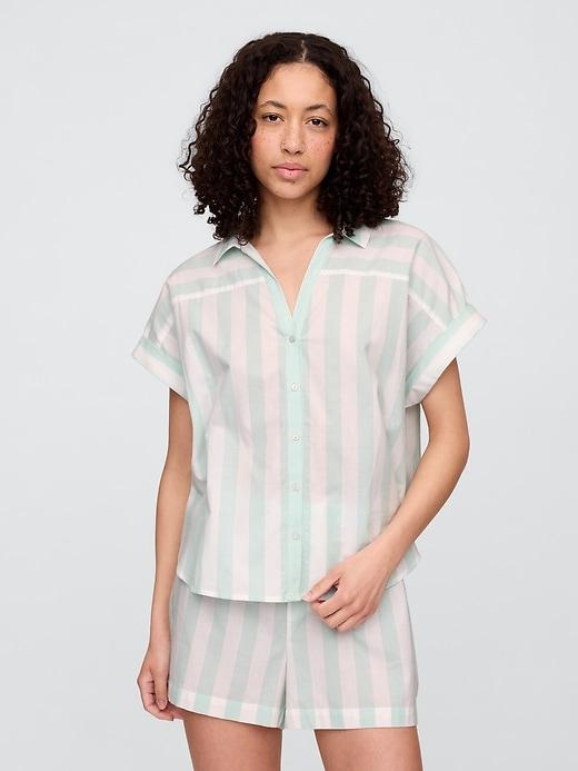 relaxed stripe poplin pj shirt