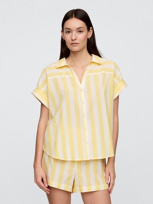 relaxed stripe poplin pj shirt