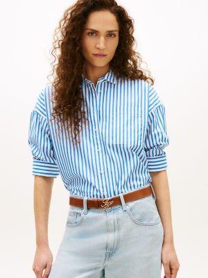 relaxed stripe poplin shirt