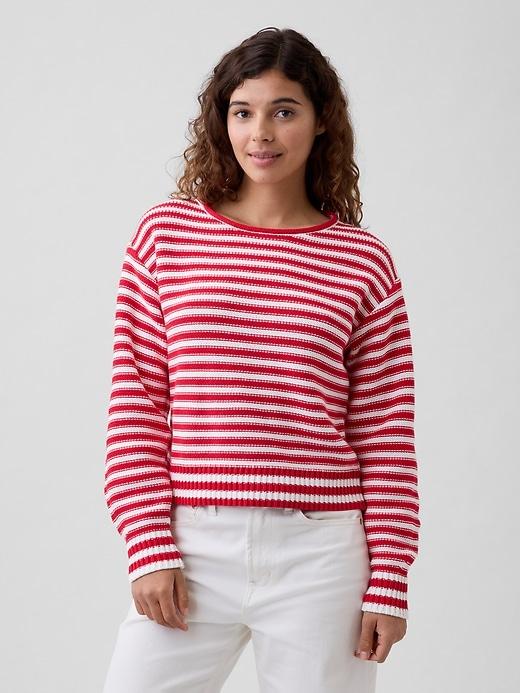 relaxed stripe rollneck sweater