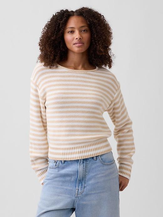 relaxed stripe rollneck sweater