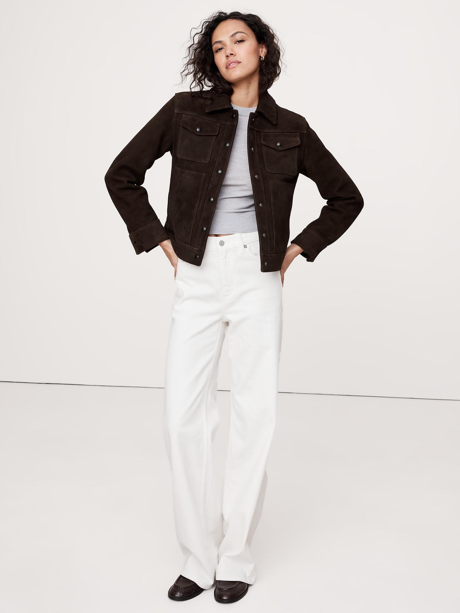 relaxed suede trucker jacket