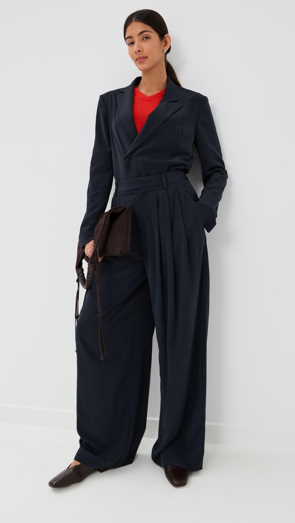 relaxed suiting triple pleat pants