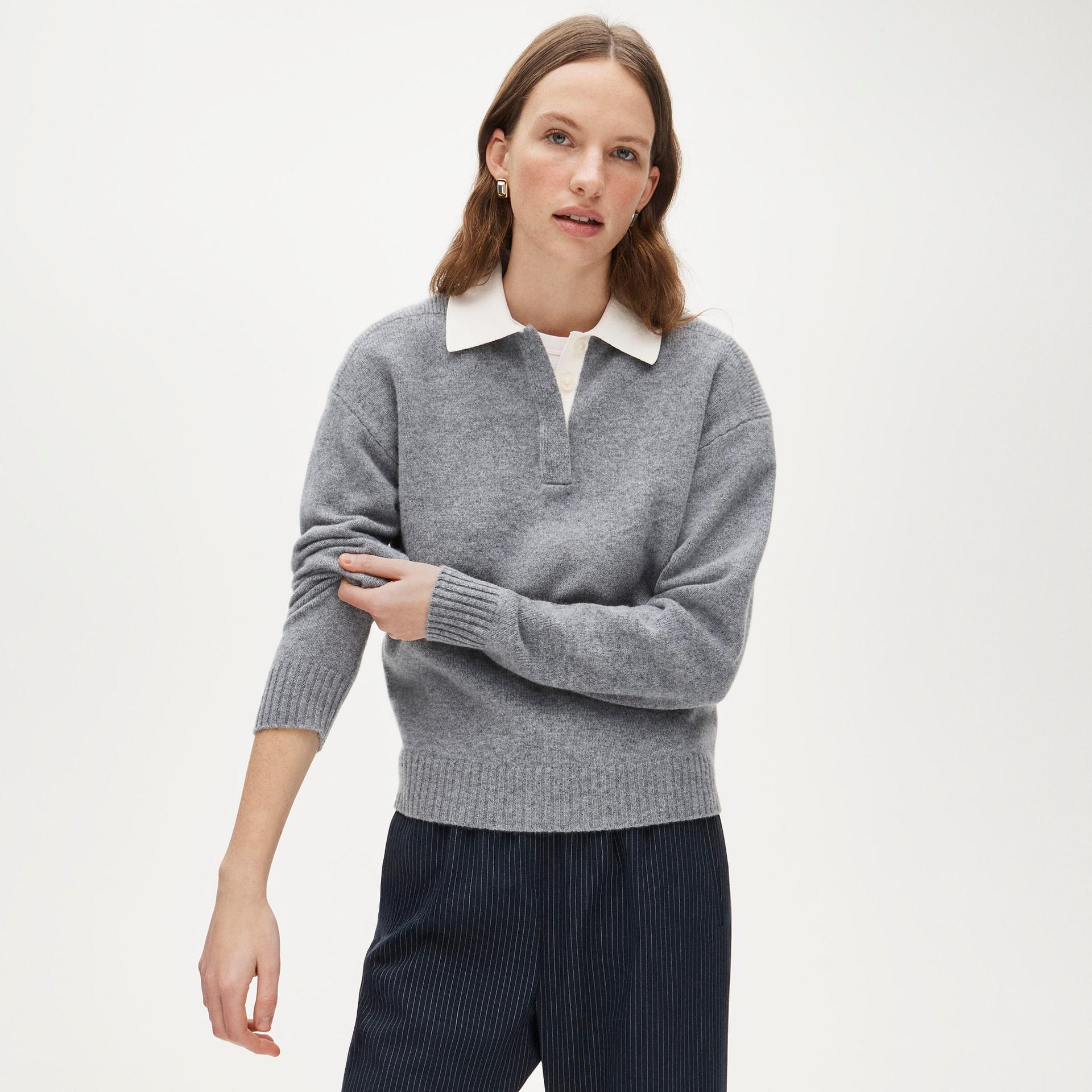 relaxed sweater-polo in striped vintage wool