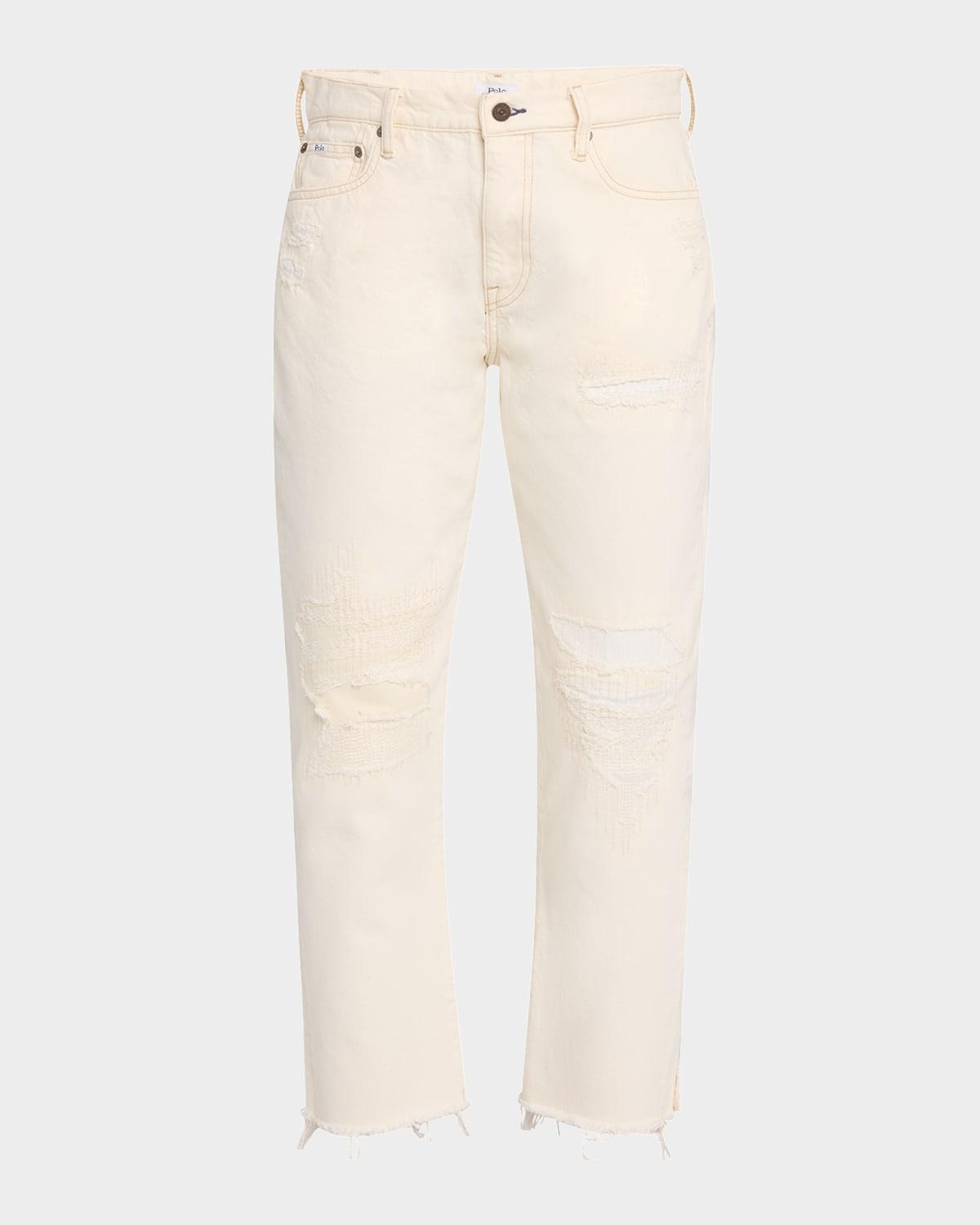 relaxed tapered patchwork jeans