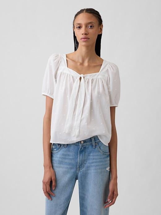 relaxed tie-front top