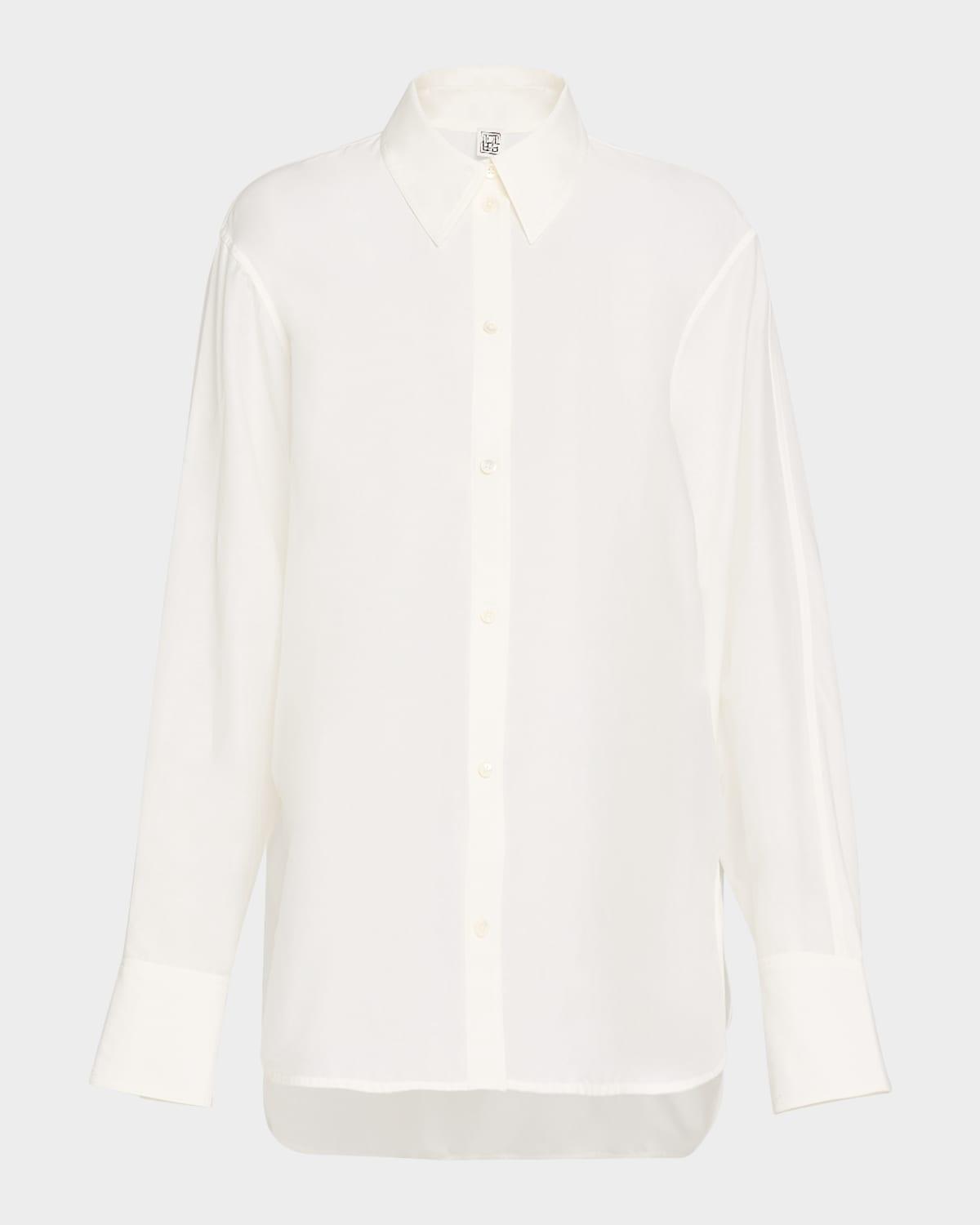 relaxed voile button-down shirt