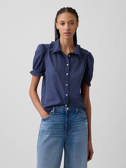 relaxed voile puff sleeve top