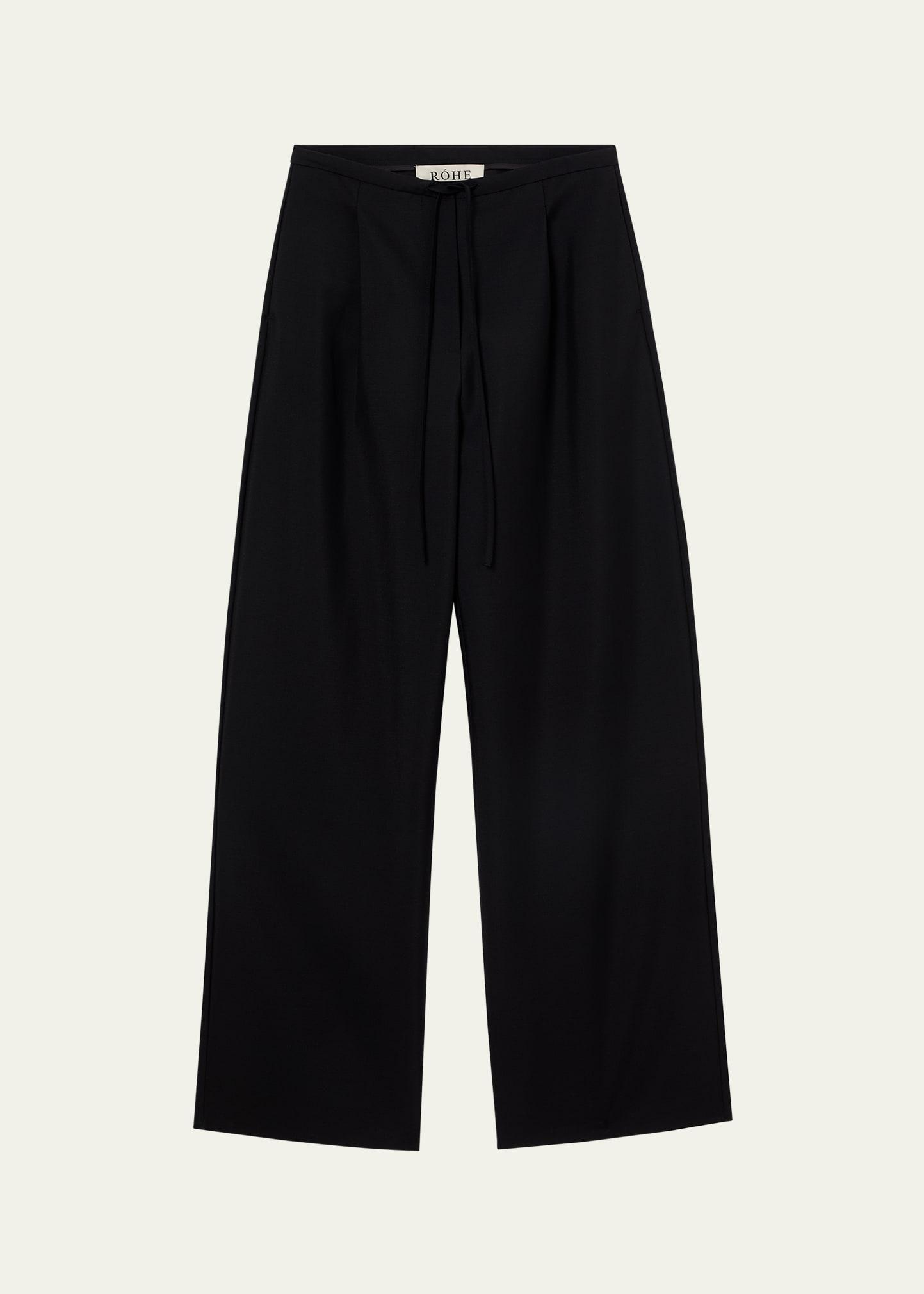relaxed wool drawstring trousers