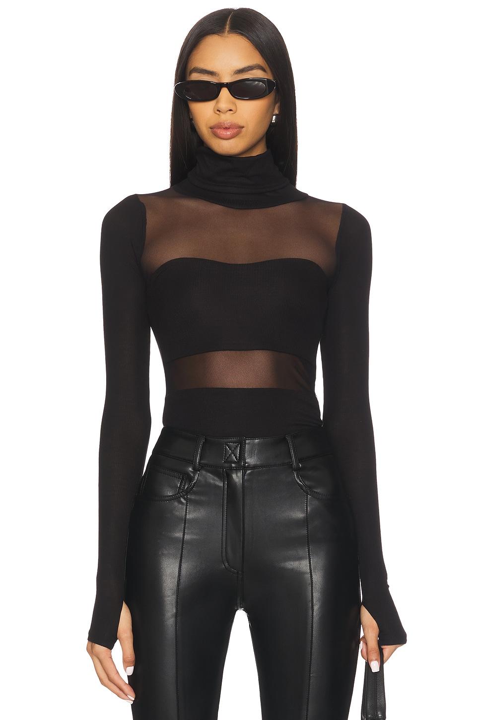 rem long sleeve fitted turtleneck top