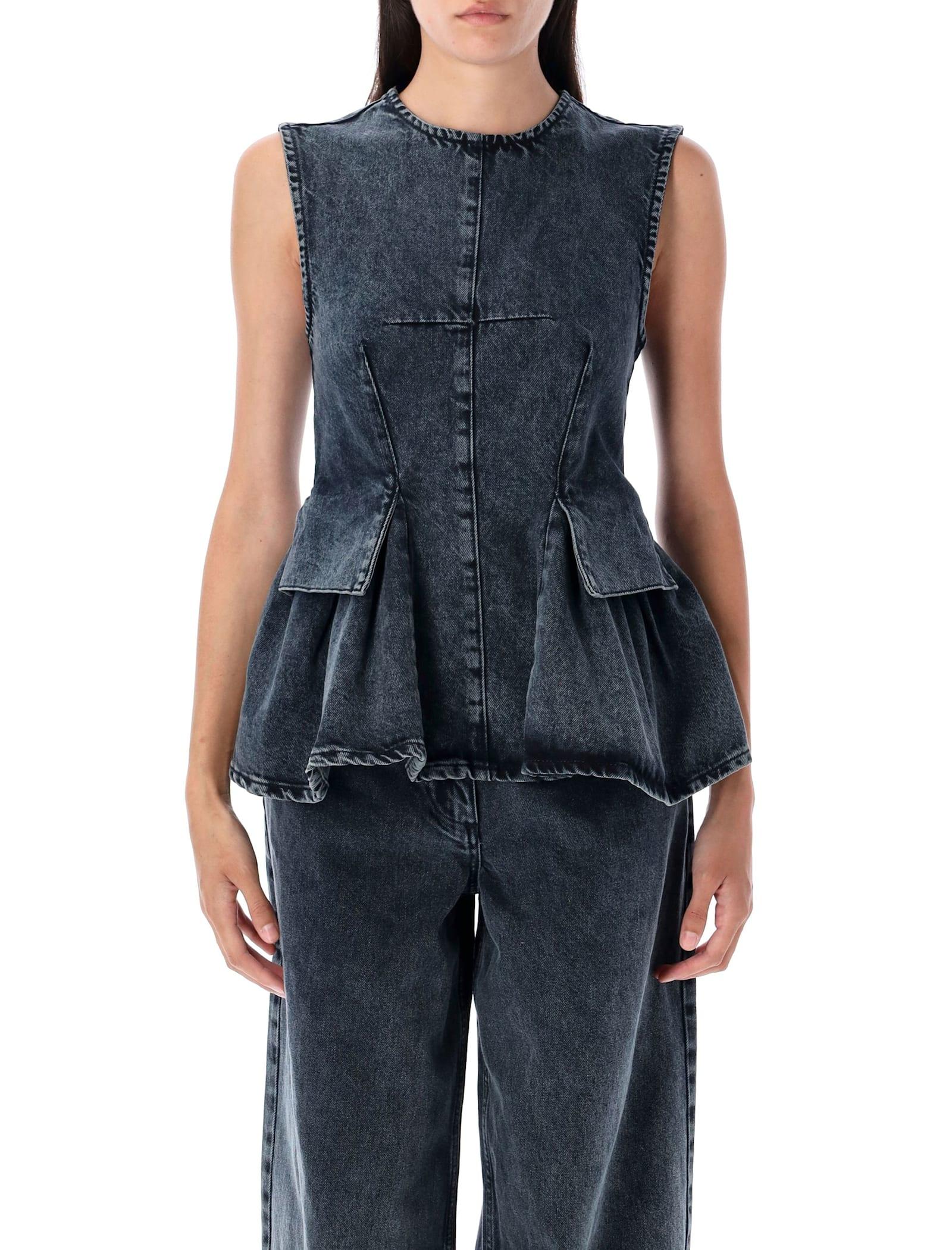 remain birger christensen peplum denim top