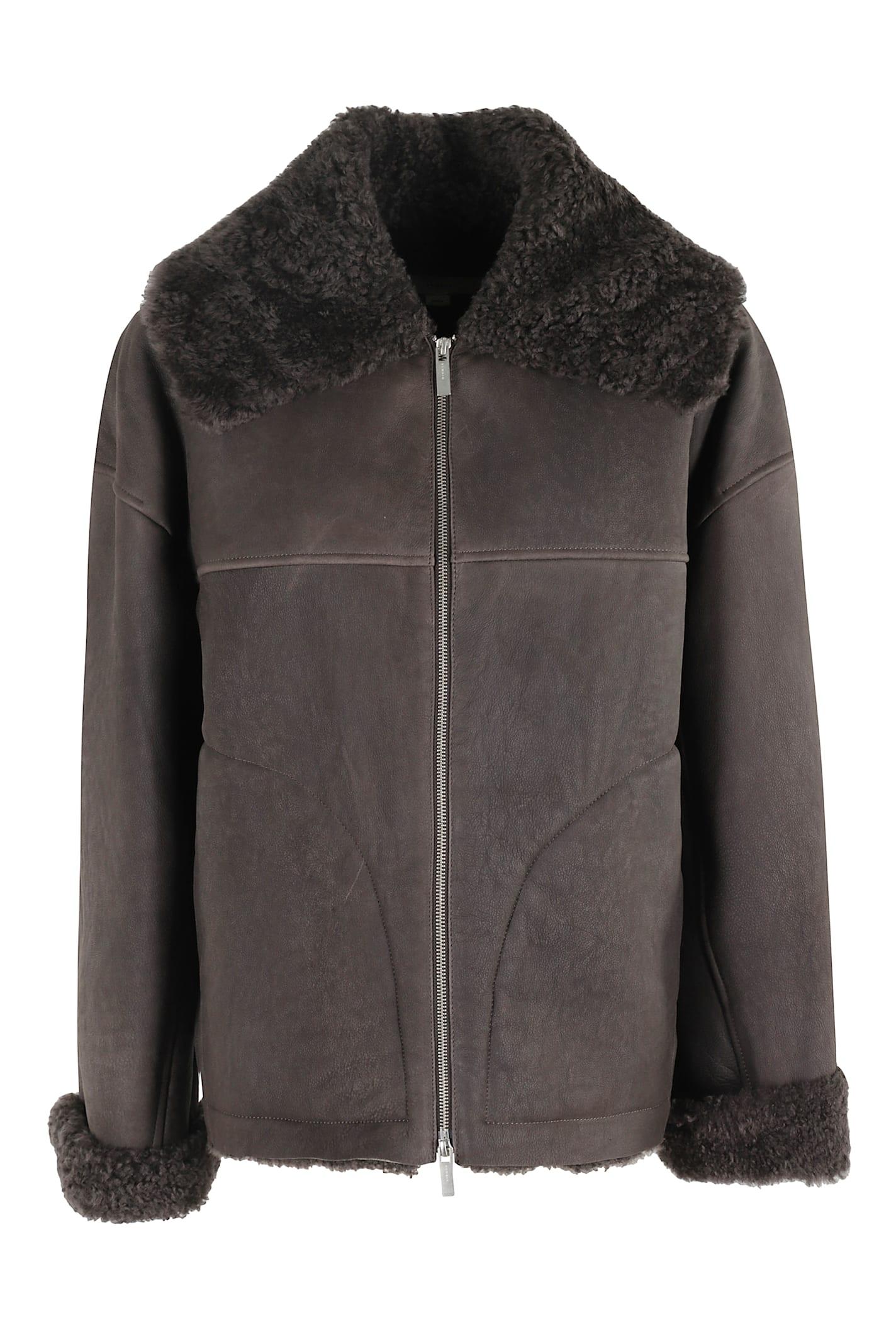 remain birger christensen shearling bomber jacket