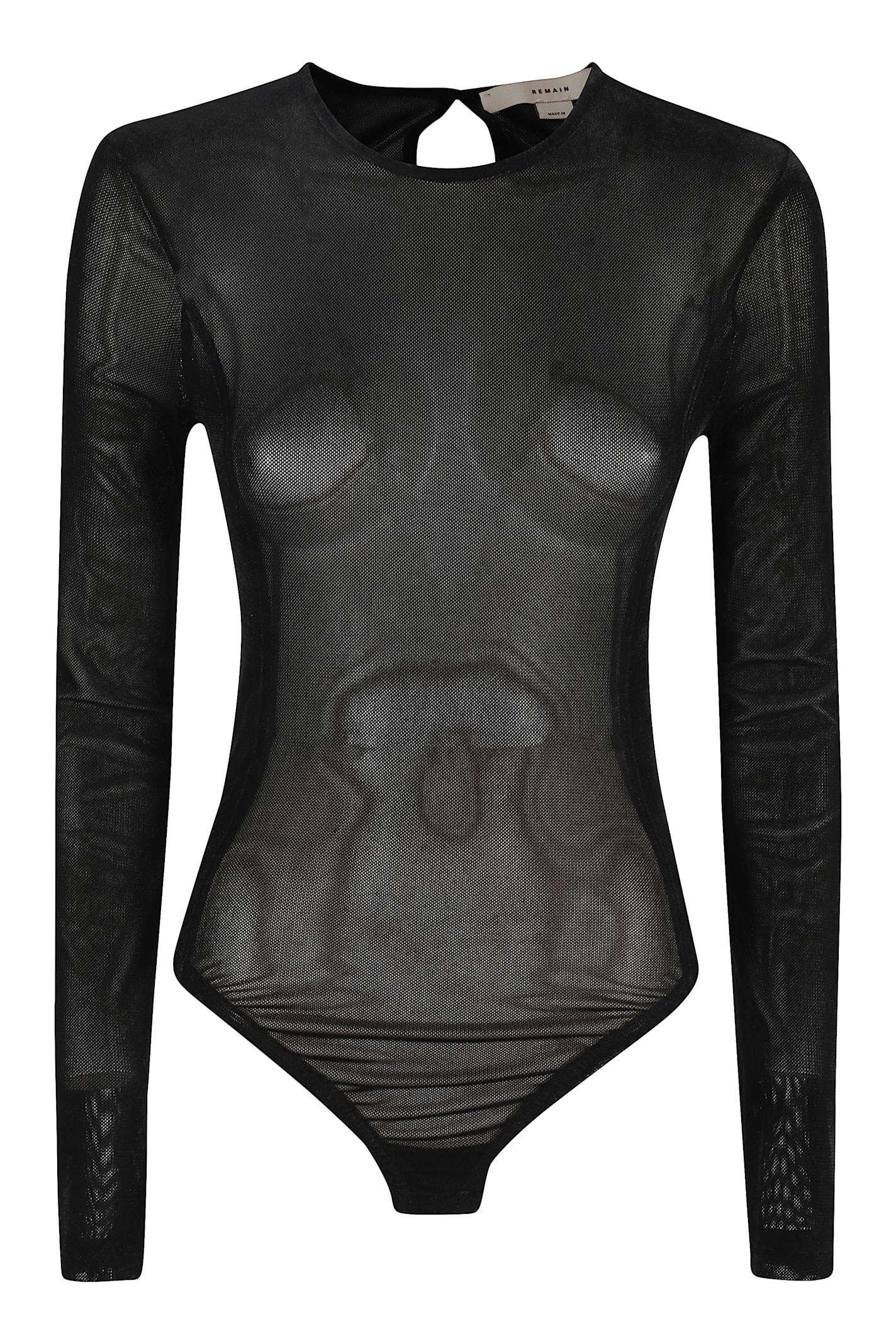 remain birger christensen velvet mesh bodysuit