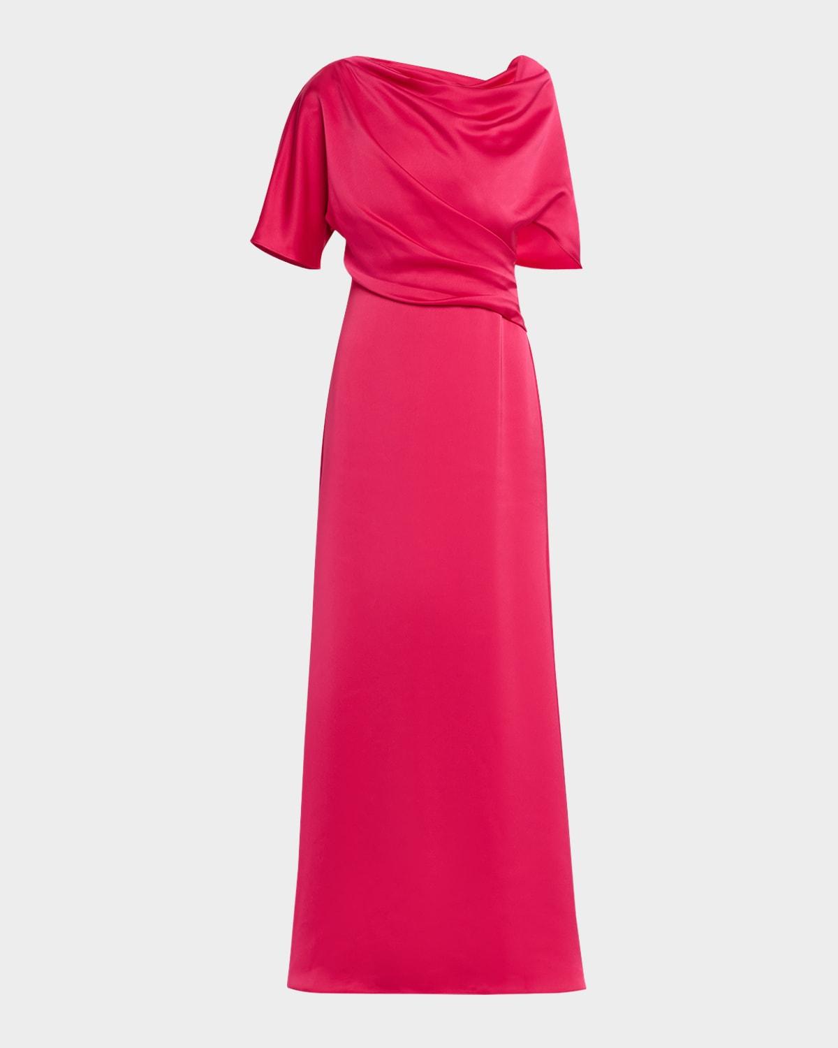 remi draped one-shoulder gown