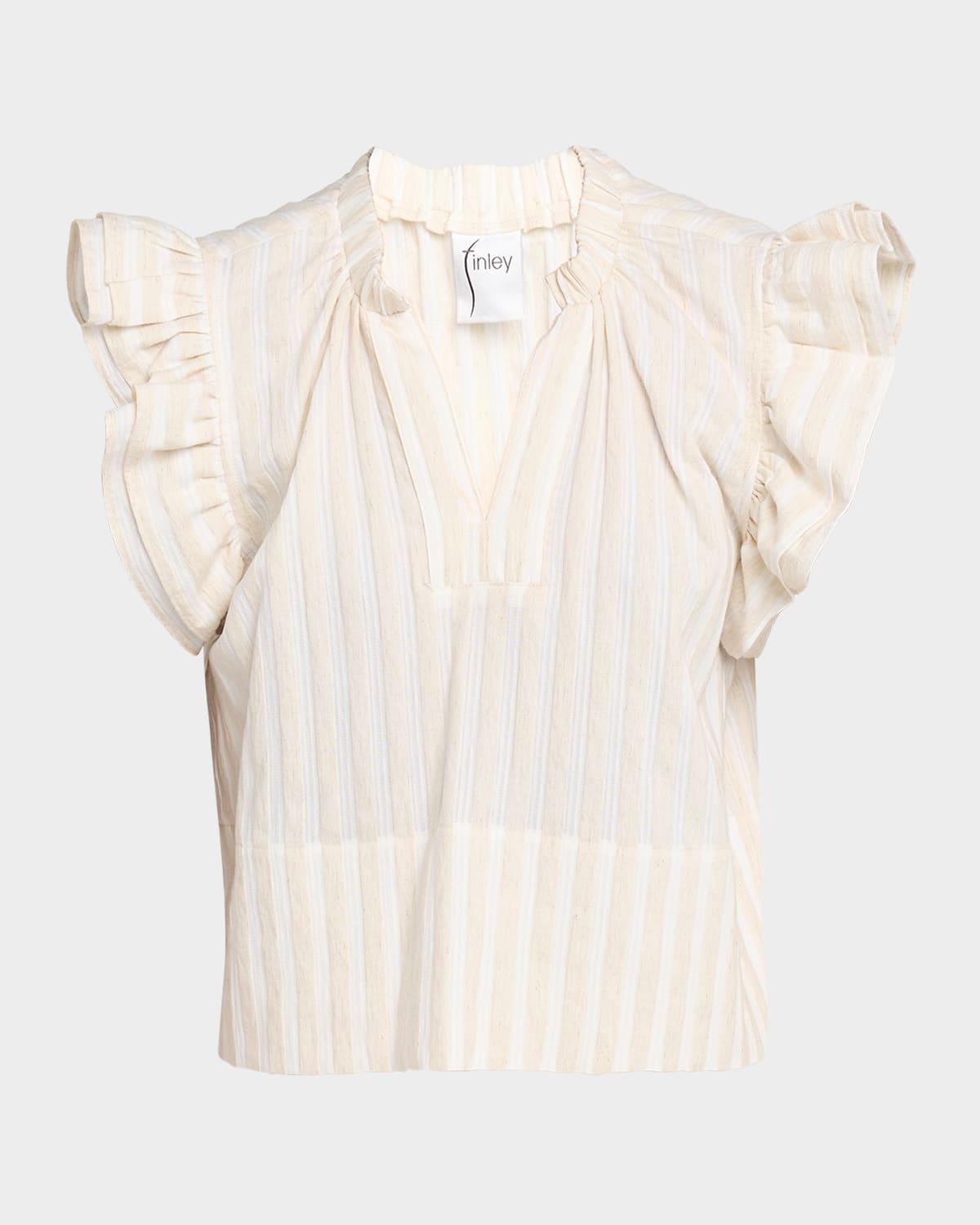 remy texture-striped ruffle top