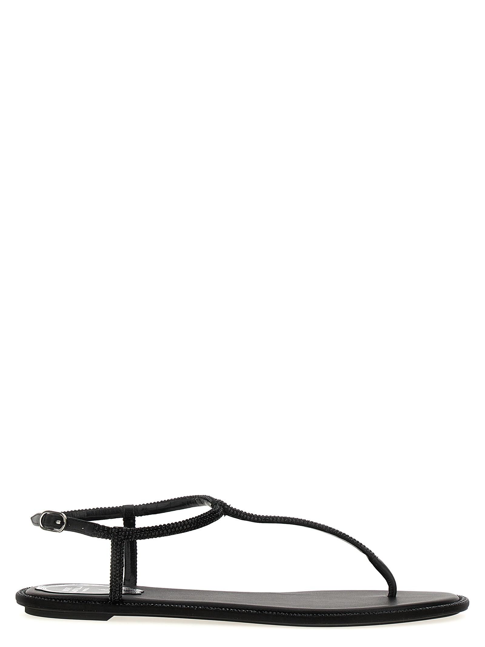rené caovilla black diana low jewel sandal