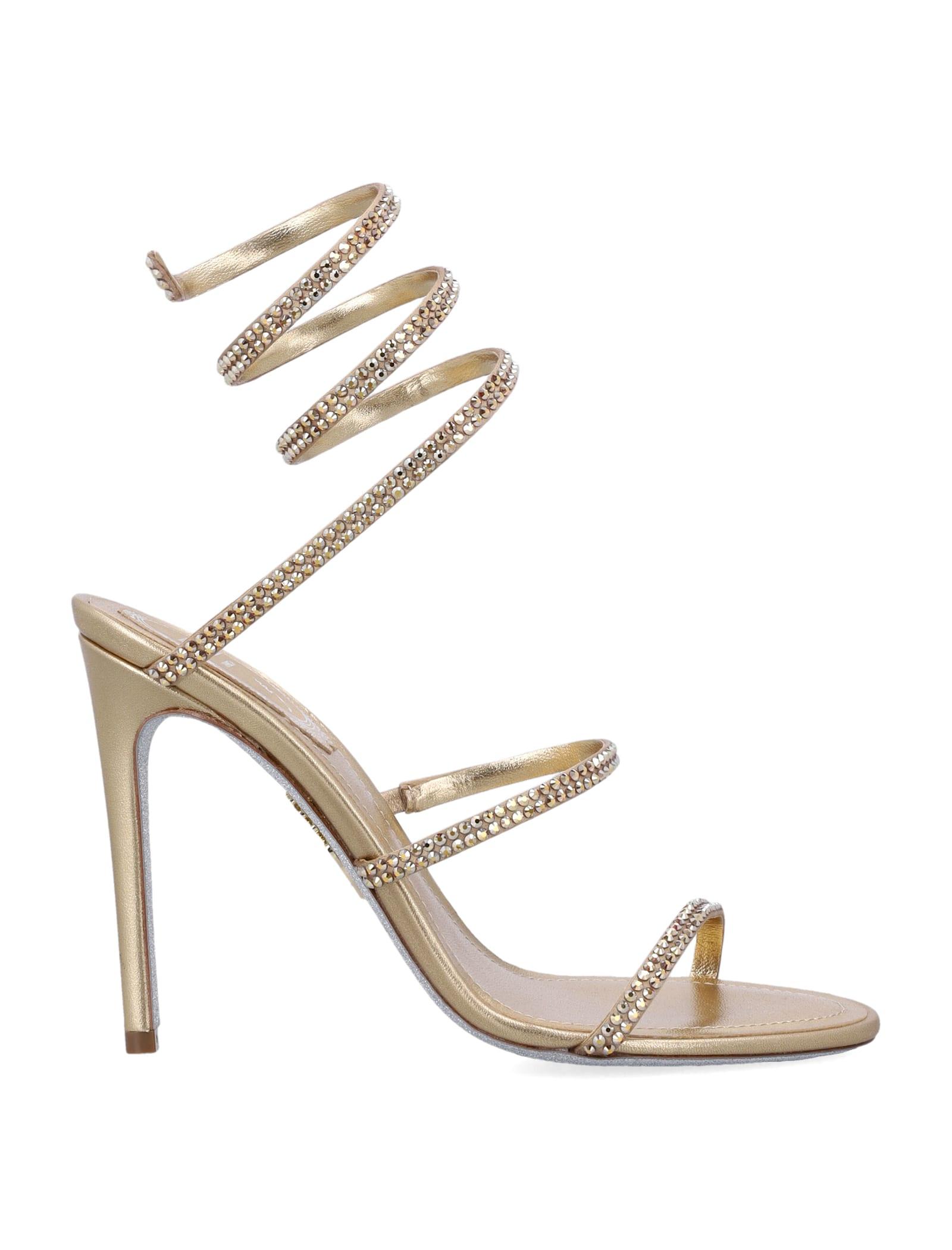 rené caovilla cleo satin sandals in light pink