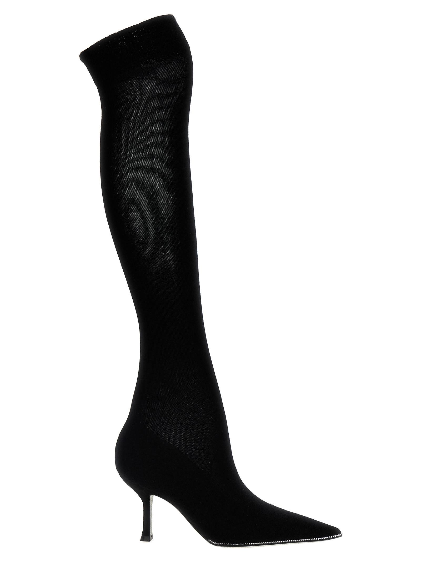 rené caovilla knitted boots black lh ws vi boots, ankle - women