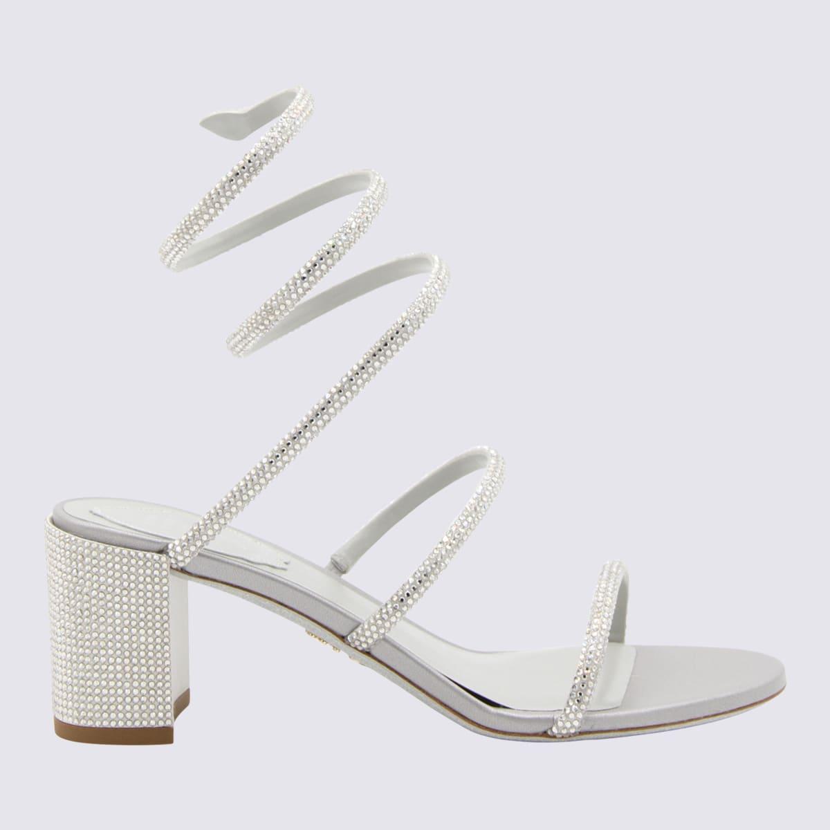 rené caovilla silver crystal leather cleo sandals