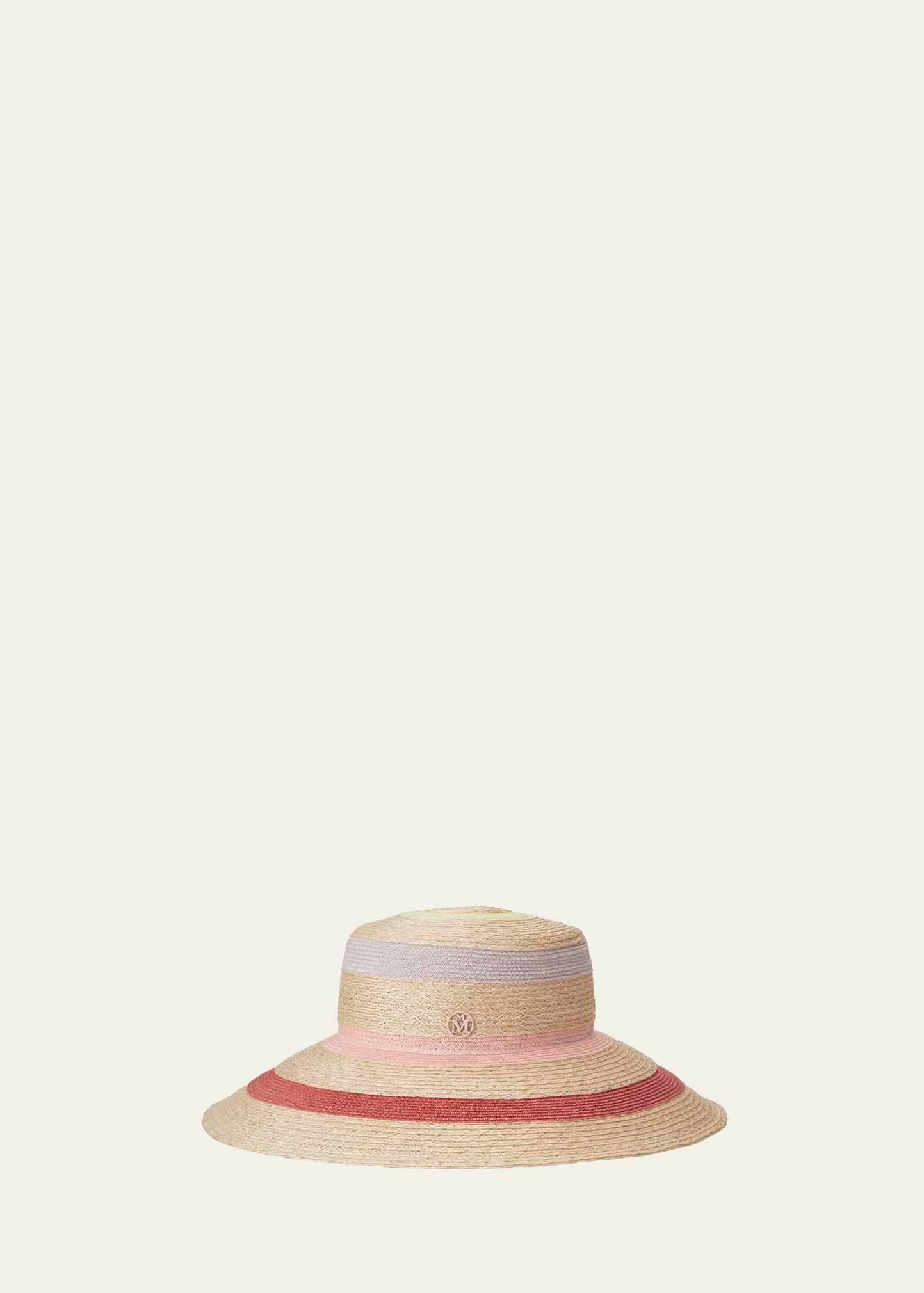 rena striped straw bucket hat
