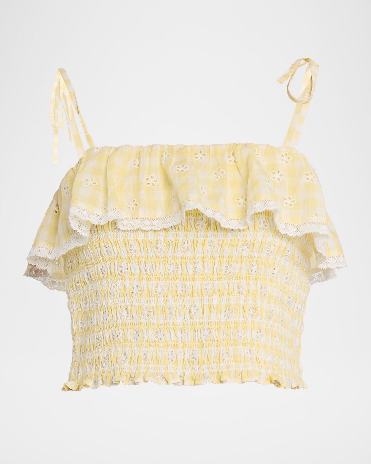 renada gingham eyelet top
