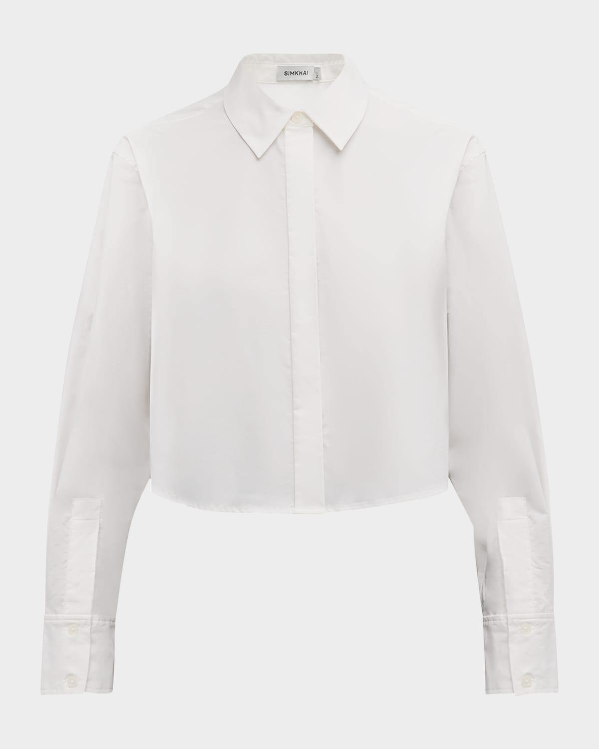 renata cropped button-front shirt