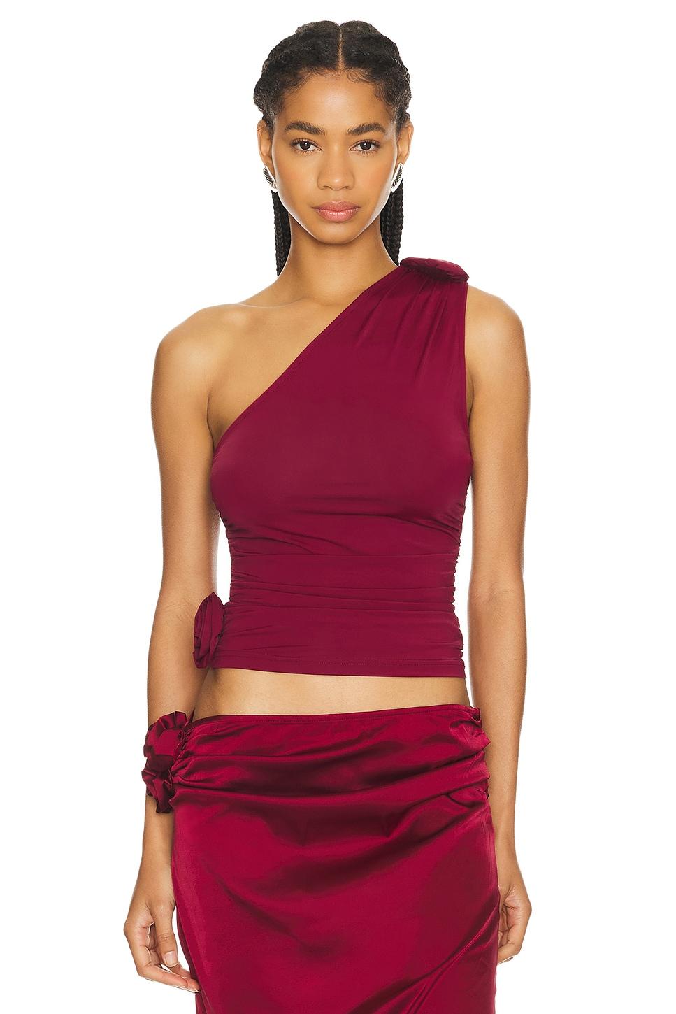 rendezvous one shoulder top in garnet