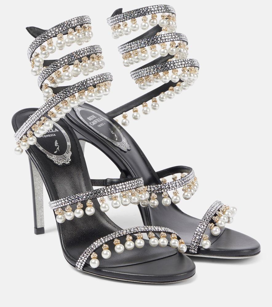 rene caovilla 105 embellished satin sandals