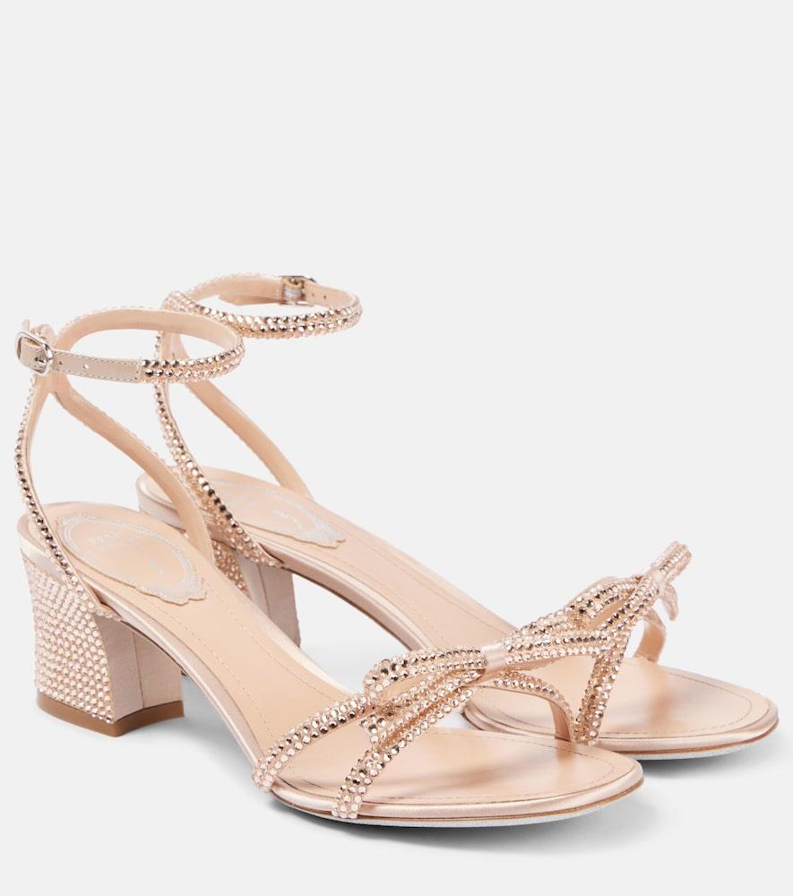 rene caovilla 50 embellished bow-detail satin sandals
