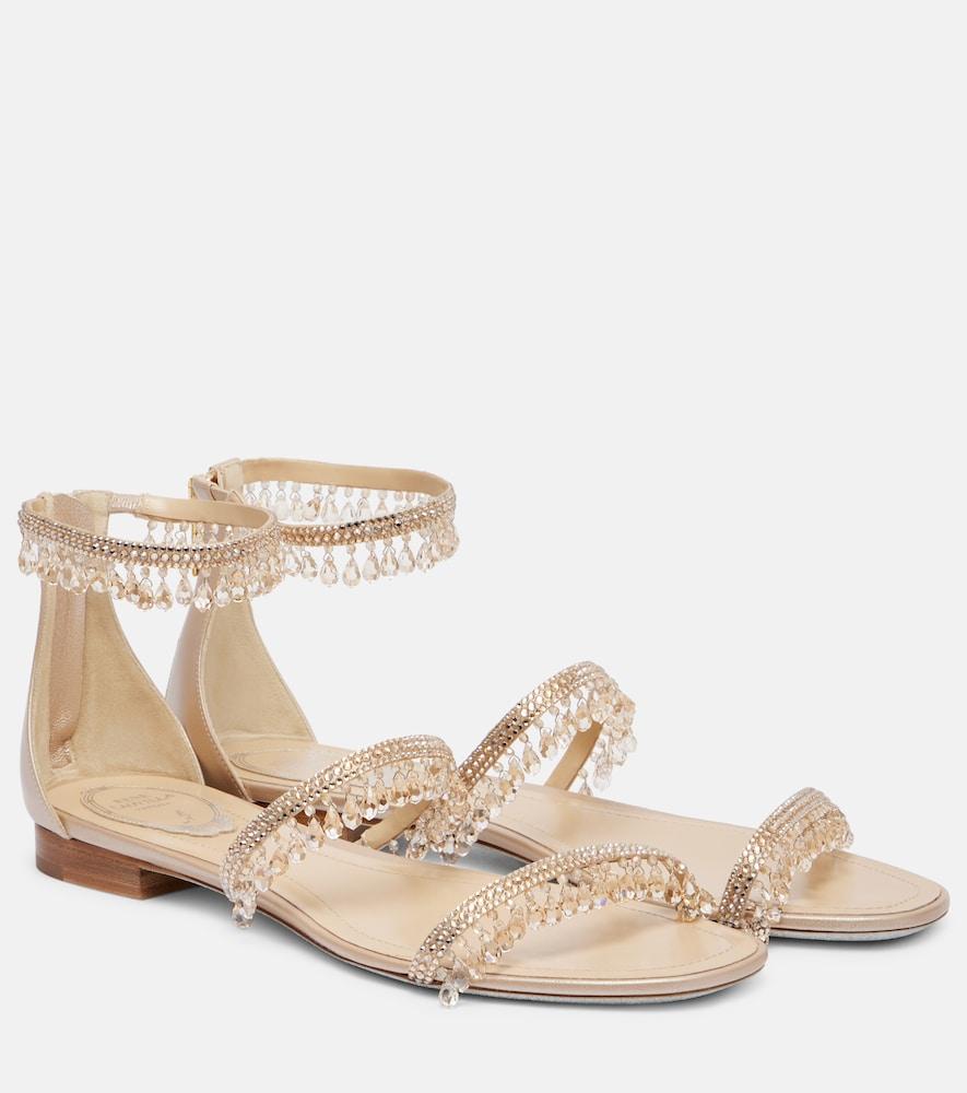 rene caovilla chandelier embellished satin sandals