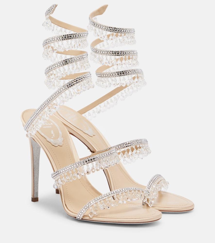 rene caovilla chandelier embellished satin sandals
