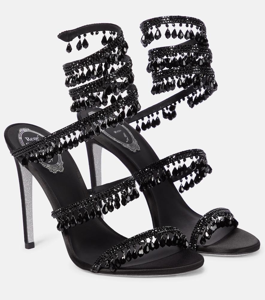 rene caovilla chandelier embellished satin sandals