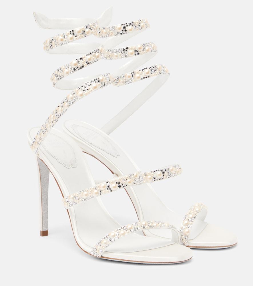 rene caovilla cleo 105 embellished satin sandals